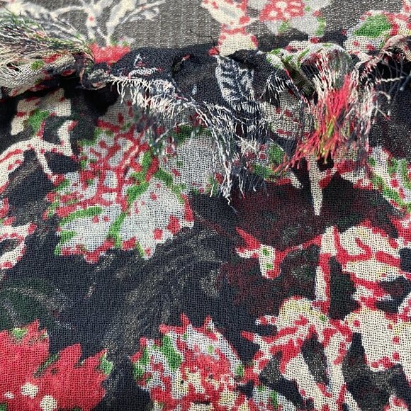 Zara Basic Collection Long Sleeve Dress Fringe Floral Red Black Size Small S - Picture 9 of 17